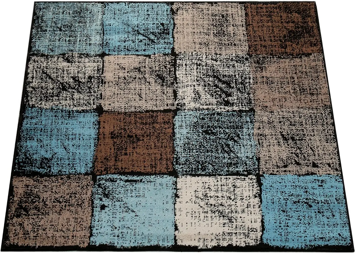 

Area Rug for Living Room with Geometric Pattern in Blue Beige Brown, rugs for bedroom washroom floor mat