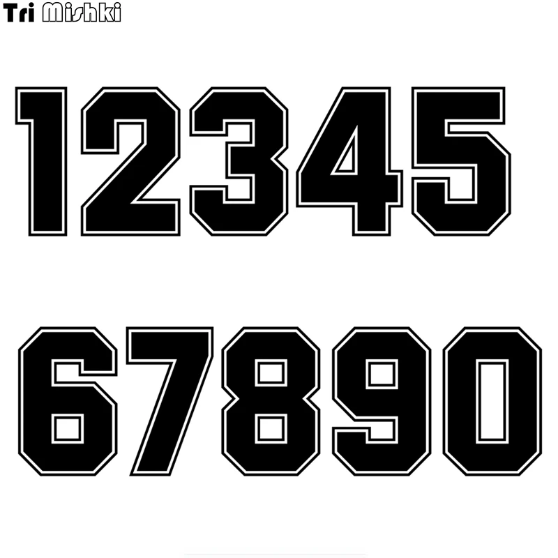 Tri Mishki HZX1182# racing number 0123456789 helmet decals car sticker funny Vinyl Decals Motorcycle Accessories