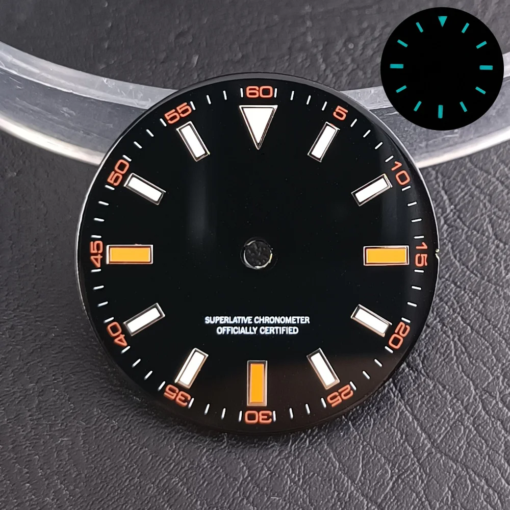 28.5mm Diameter Watch Dial Bluegreen Luminous Dial For Nh35/m8215/e2824