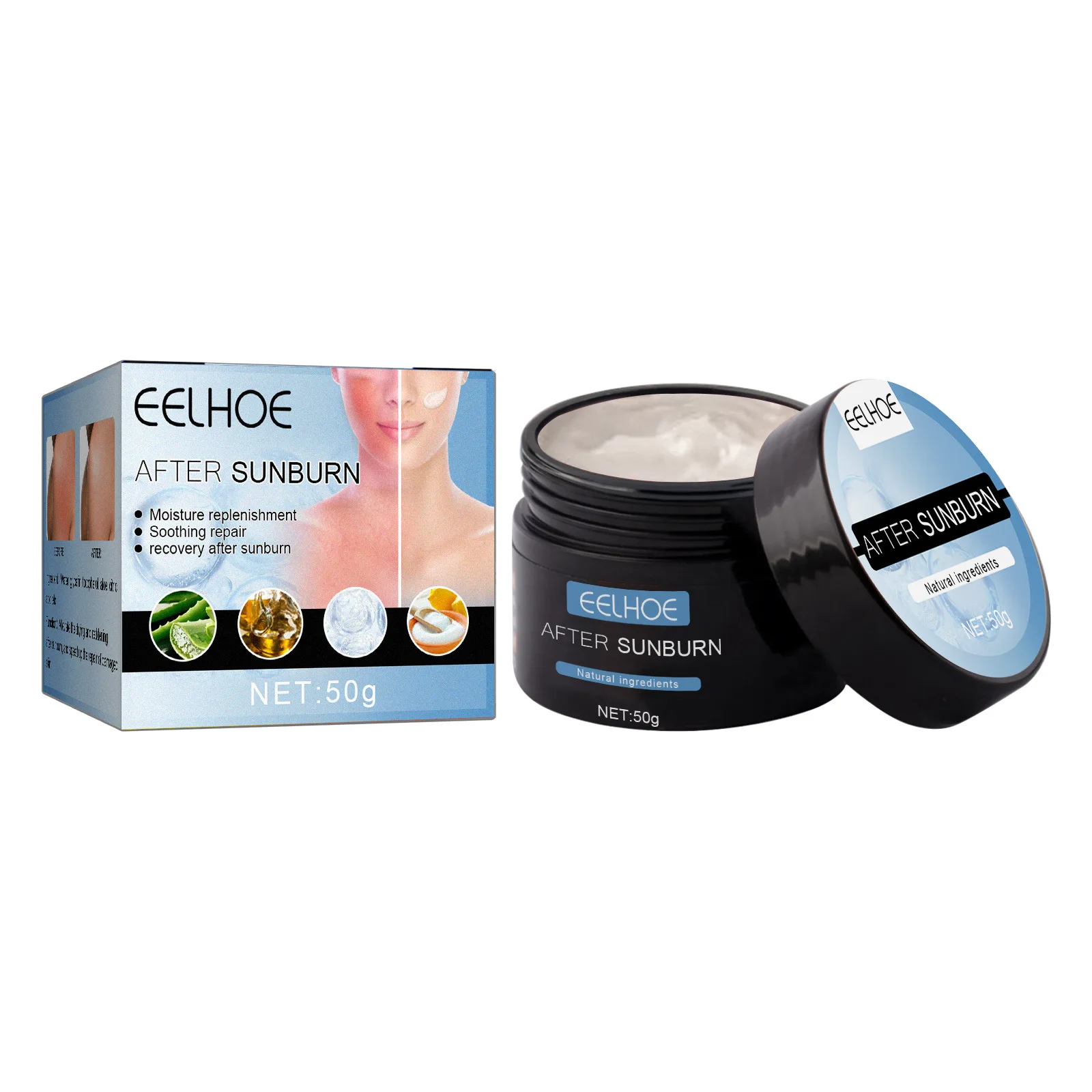 EELHOE After Sun Repair Cream Aloe Vera Sunburn Repair Gel Face Body Refreshing Moisturizing Protection Skin Care