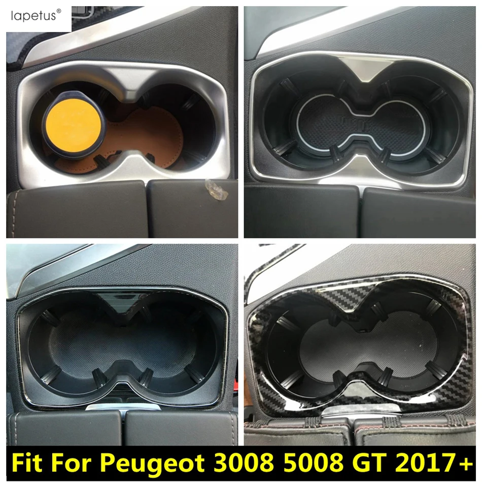 

Water Cup Holder Panel Frame Decoration Cover Trim ABS / Stainless Steel Accessories Interior For Peugeot 3008 5008 GT 2017-2023