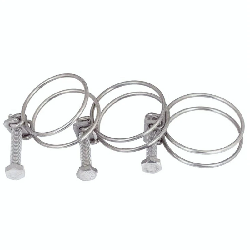 Description Picture 5 of item9mm-100mm ID 201 Stainless Steel Collar Water Fuel Pipe Clip Swivel Drive Double Wire Hose Worm Gear Hoop Lathedog Clamp