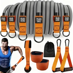 Ultimate 12 - Piece Heavy Resistance Band Set with Handles - 300 LBS Latex (12 pcs set orange)