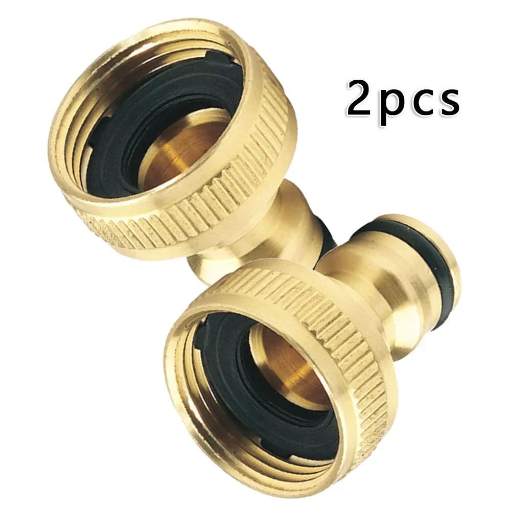 2PCS 3/4" to 1/2" Brass Hose Adapter Connector - Quick Water Tap to Pipe Fitting for Garden Faucets & Irrigation Systems
