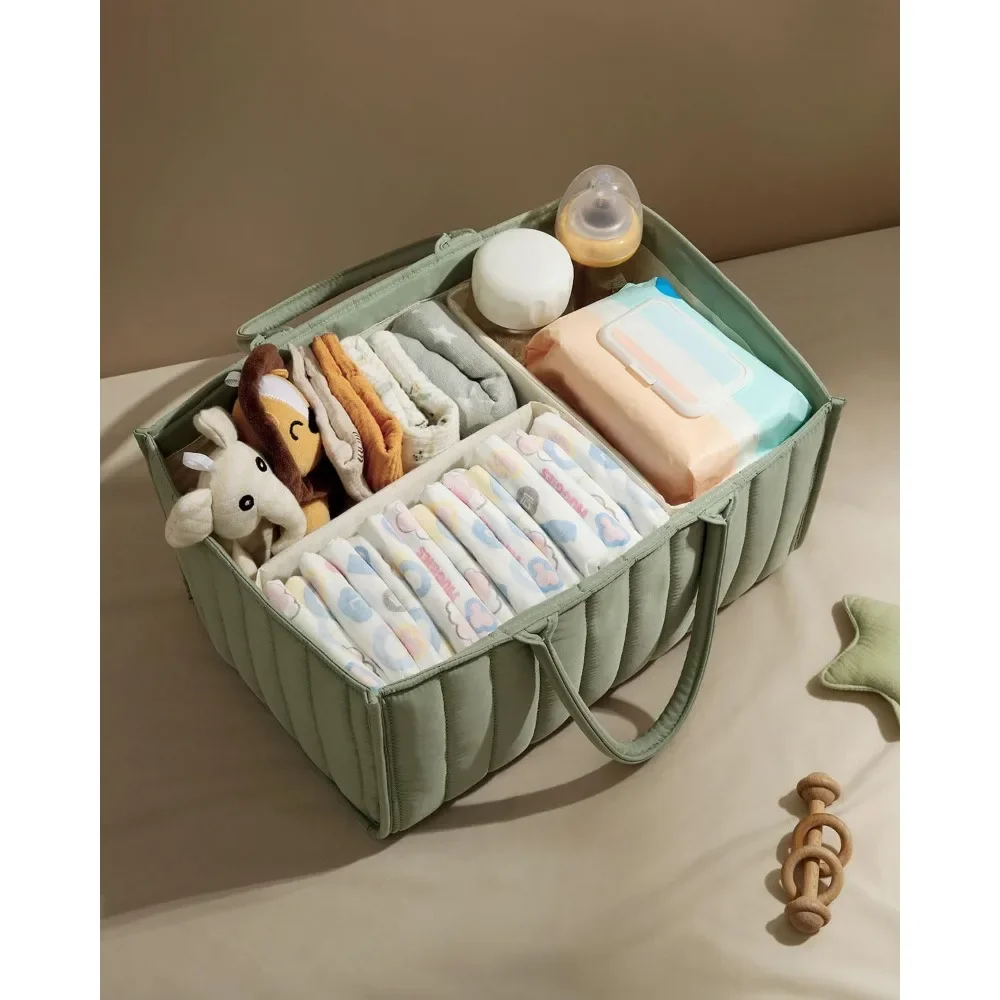 Baby Diaper Caddy Basket Baby Diaper Caddy Organizer Storage Basket for Newborn Baby Shower List and Baby Must Haves Essentials 4