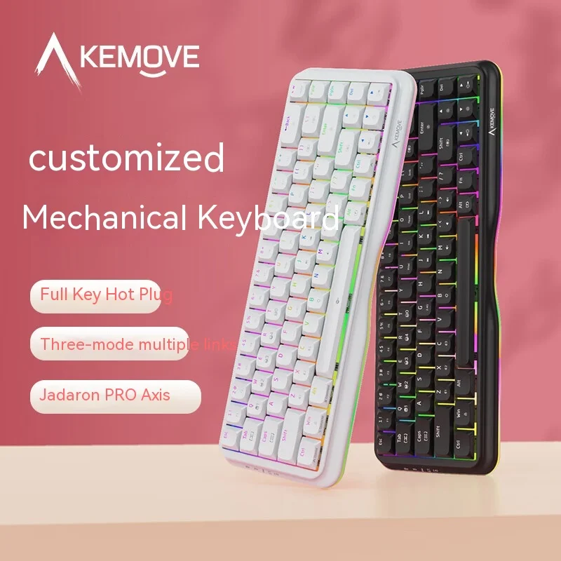 Kemove K68 Tri-Mode Hot Plug Tastiera Personalizzata Tastiera Meccanica Girl Office Game N-Key Rollover Mac Windows Custom Rgb Baclight