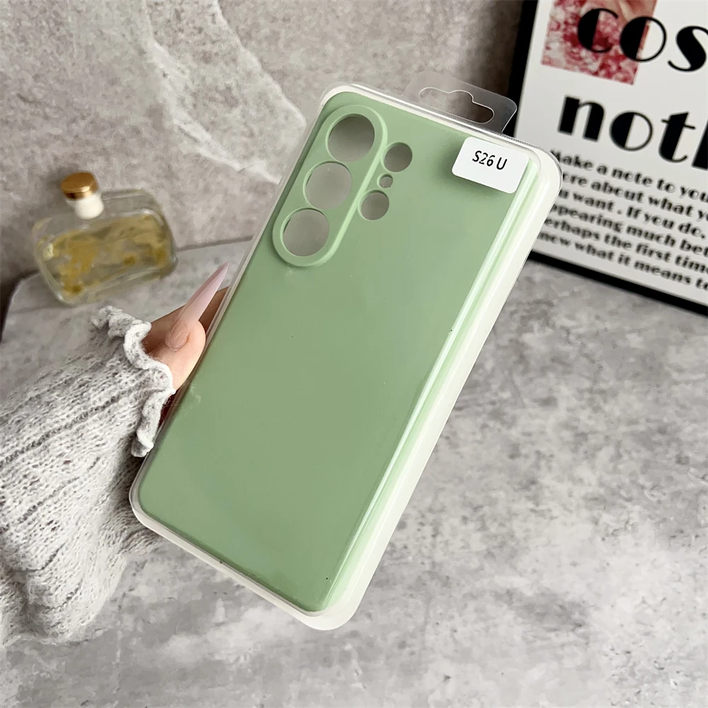 Solid Color Liquid Silicone Shockproof Case with Camera Lens Protection and Box