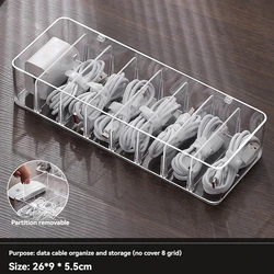 Cable Organizer Box with Cover - Dustproof Storage for Charging Cables and Accessories (8 grid storage box)