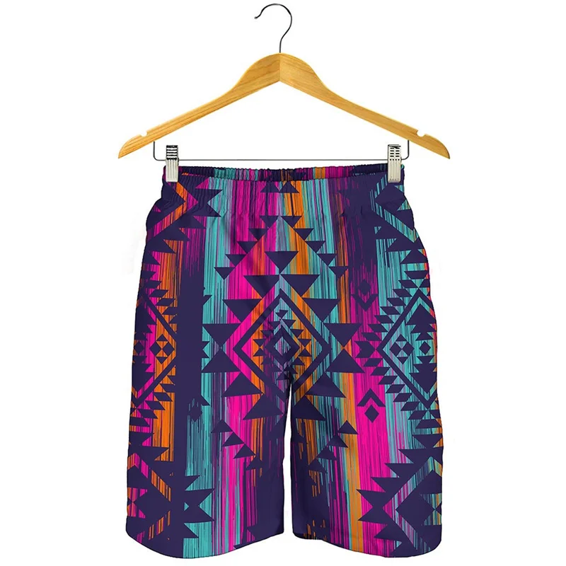 

Native Tribal Aztec Pattern Beach Shorts Men 3D Print Surf Board Shorts Summer Vacation Swim Trunks Quick Dry Street Short Pants