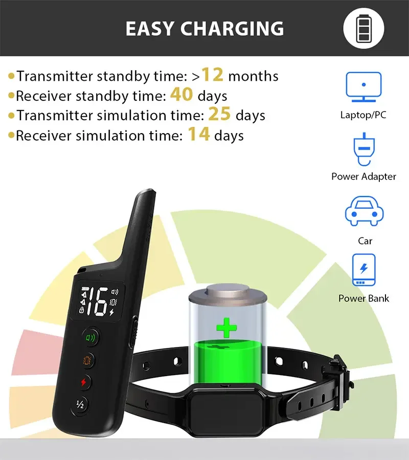 Dog Training Collar Wrap-Around Shock 1000ft Control Distance 3 Training Modes Beep Vibration Shock Dog Anti-barking Collar pet dog training collar