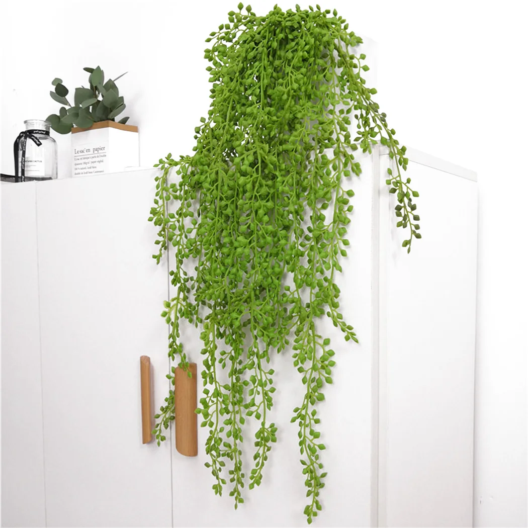 75cm Artificial Green Plants Hanging Ivy Leaves Radish Seaweed Grape Fake Flowers Vine Home Garden Wall Party Decoration