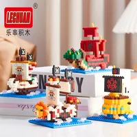 Thousand Sunny Micro Building Blocks Linkgo One Piece Pirate Ship Polortang Going Merry Model Connection Mini Bricks Figure Toys 1
