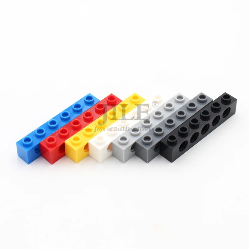10pcs MOC 하이테크 부품 3894 브릭 1x6 5개 구멍이 있는 기술 빌딩 블록 모든 브랜드에 적합한 작은 입자 장난감