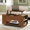 Fluted Lift Top Coffee Table-Wooden Square Coffee Table with Hidden Compartment and Adjustable Storage Shelf,Mid Century Table 1
