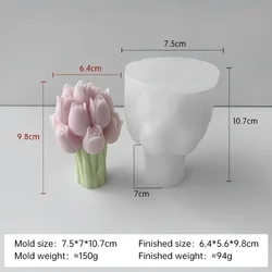3D Tulip Bouquet Silicone Mold for Handmade Aroma Candles and Ornaments (1pcs   Mold)