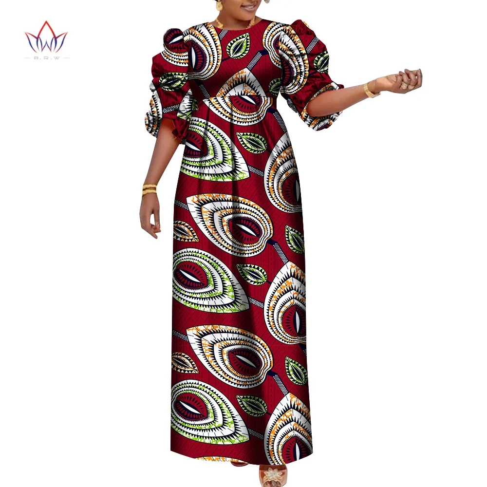 Mocure African Dashiki Print Midi Dress - Long Sleeve, A-Line Swing Fit, Back Zipper, 95% Polyester 5% Spandex