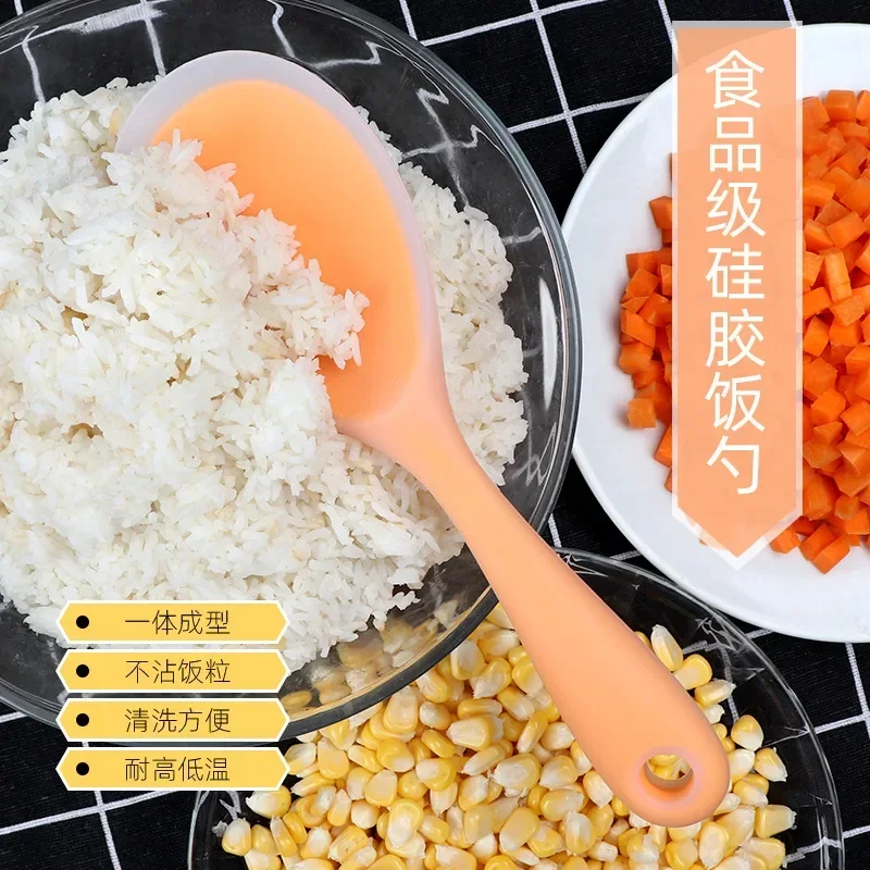 Silicone Cooking Spoon Heat-resistant Rice Scoop Anti-scald Non-stick Cookware Tablespoon Cooking Utensils silicone kitchen utensils,silicone cooking spoon,cooking scoop