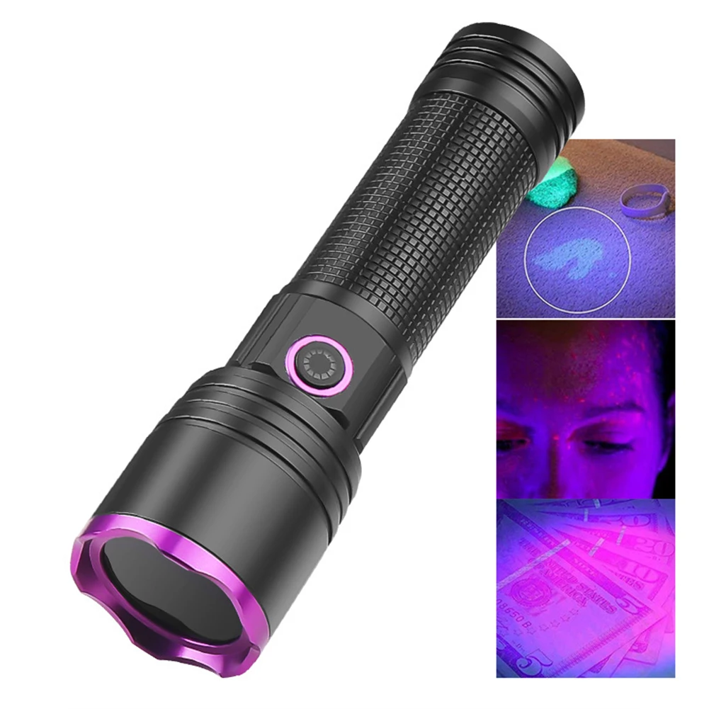 

10W 365nm Purple Light Flashlight LED Powerful Flashlights Rechargeable Powerful Fluorescent Detector Purple Light Flashlight