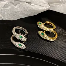 New Prevent Allergy 925 Sterling Silver Stud Earrings for Women Trendy Elegant Sparkling Zircon Little Snake Bride Jewelry