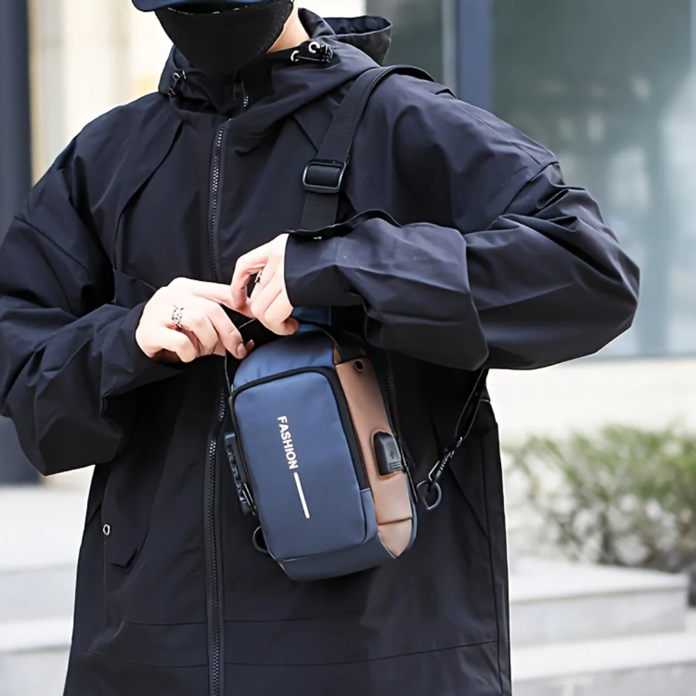 Unisex Black Shoulder Bag,Large Capacity, Stylish Casual Zipper Backpack for iPad and Everyday Use,Waist Bag Men's Password Lock