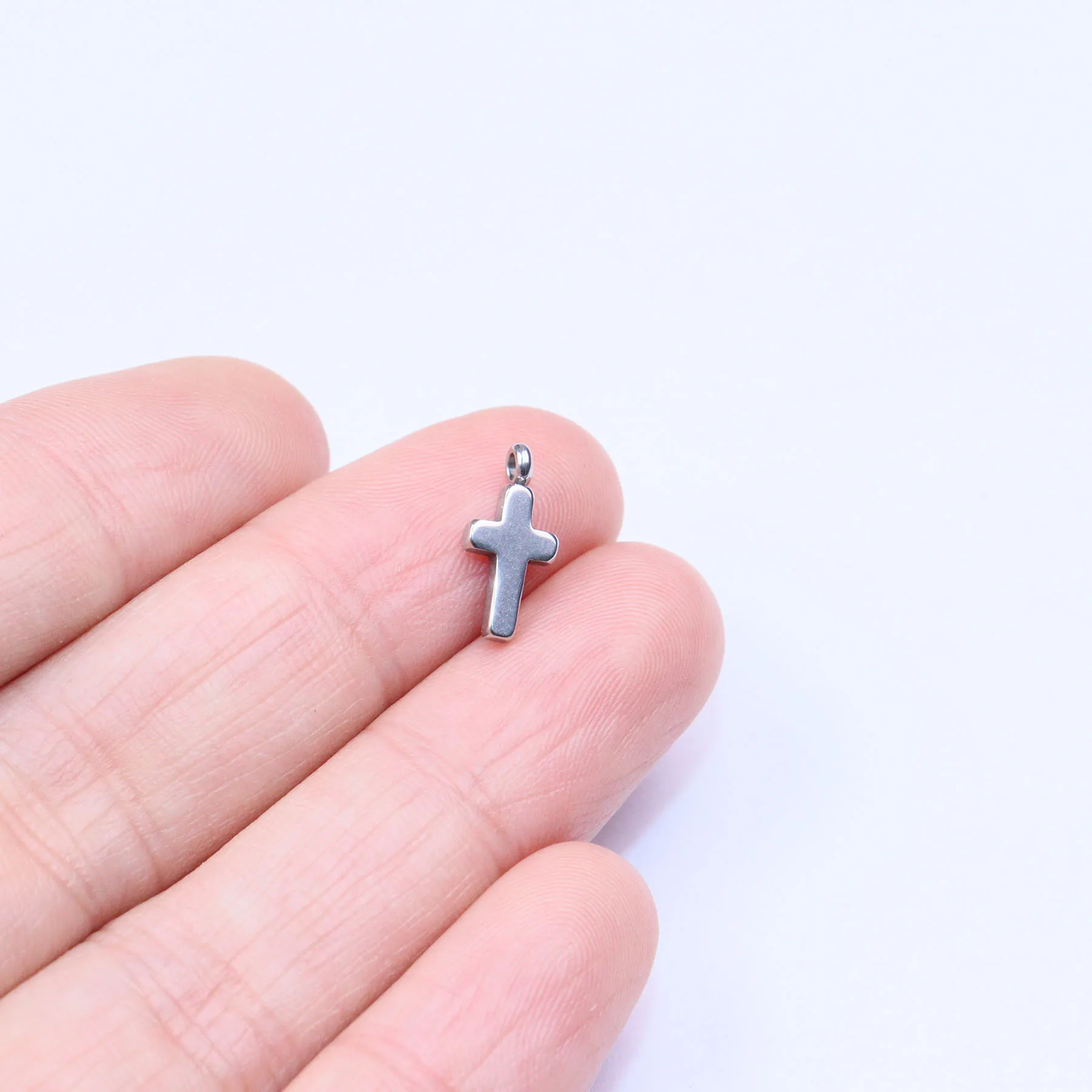 10개 스테인레스 스틸 크로스 쥬얼리 참 펜던트 DIY 공예 방수 항알레르기