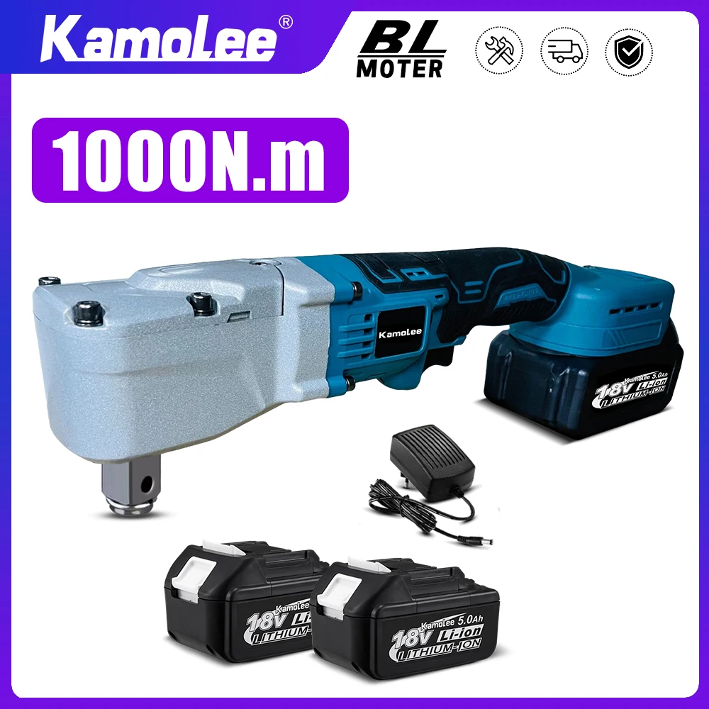 Kamolee 1000N.m Brushless 1/2 Electric Ratchet Wrench 4800RPM Removal Screw Nut Car Repair Power Tool for Makita 18V Battery handheld battery operated electric spin duster feather duster retractable microfiber cleaning brush hand dust duster brush dust removal tool with 2 brush head