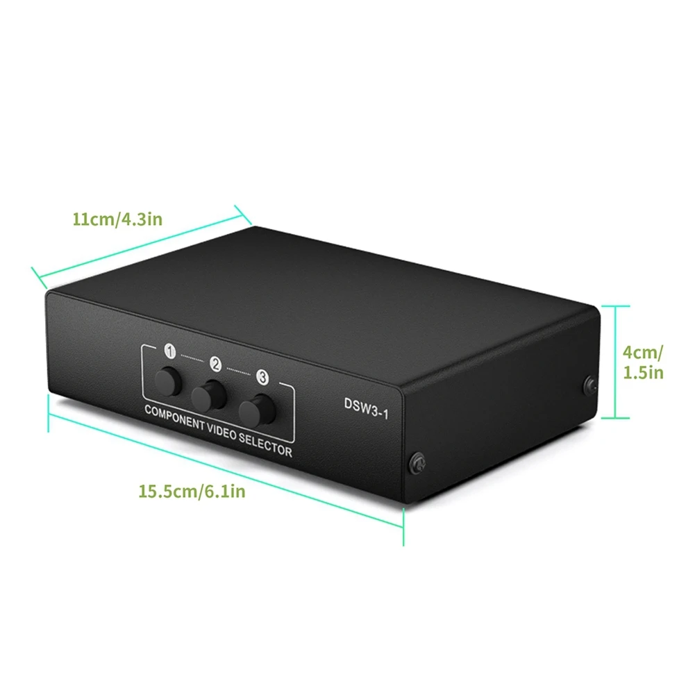 3-Way RGB Component AV Switch Video Audio Selector 3 in 1 Output Ypbpr Component RGB Switcher Box for TV 360 Wii DVD-Elect