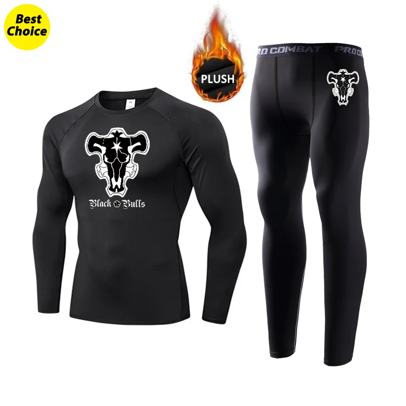 

Black Clover Thermal Underwear for Men Anime Graphic Long Johns Winter Fleece Lined Base Layer Top and Bottom Set for Skiing