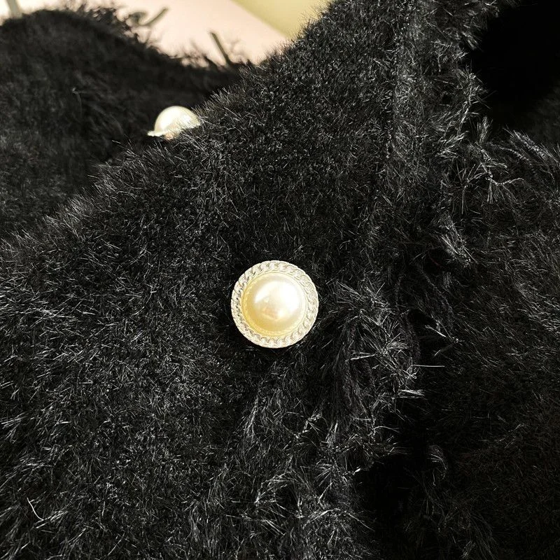 Women's Small Fragrance Sweater Vest Jacket Elegant V-neck Pearl Button Cardigan Pocket New  Fashion Casual Coat Top