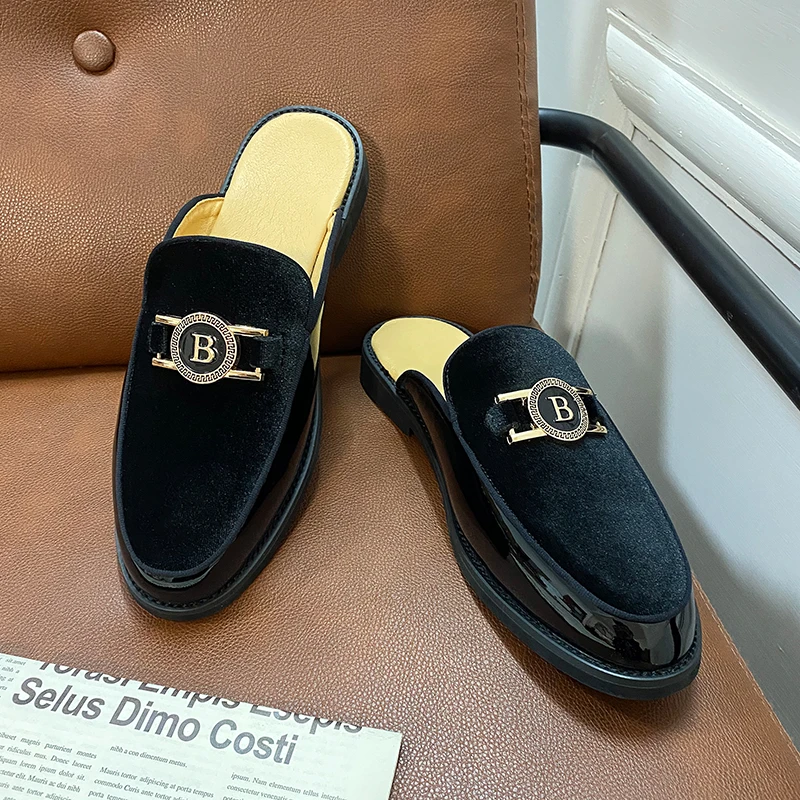 Stylish Men's Suede Half Slippers with Metal Buckle Casual Mules 9 Sa2974e97275847fead28aca8ab4e7de8I Stylish Men's Suede Half Slippers with Metal Buckle Casual Mules