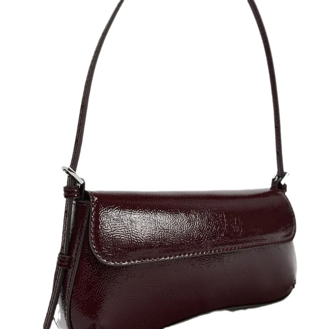 Fashion Patent Leather Underarm Bag Small Cover Flap Shoulder Bags for Women 2025 New Light Designer Women's Handbags Purses