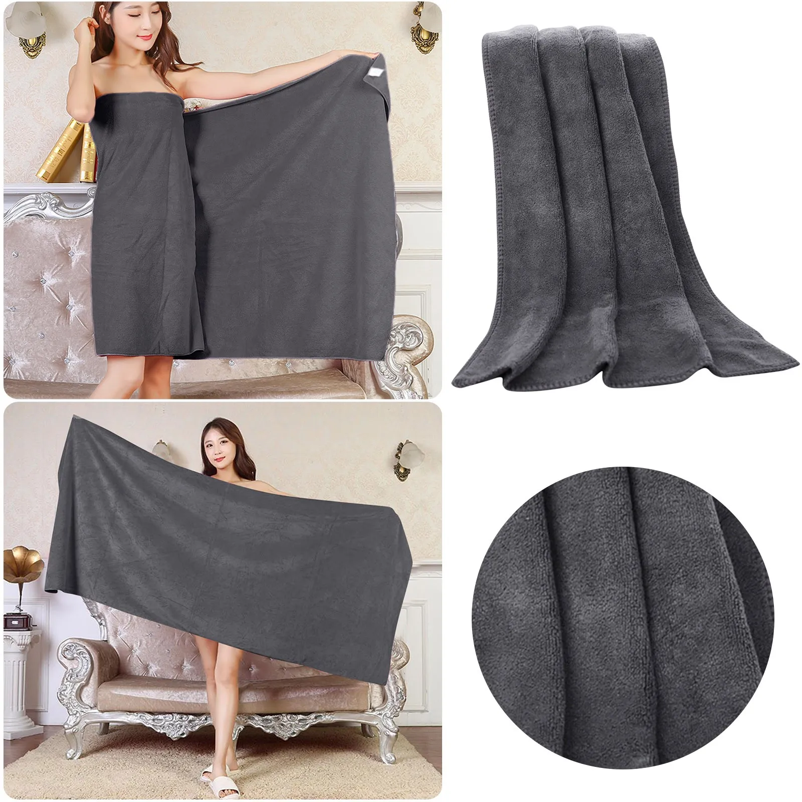 430g 80*180 Beauty Salon Bed Towel Large Bath Towel Absorbent Bath Towel Household Adult Bath Towel Grey Men Bath Towel 2