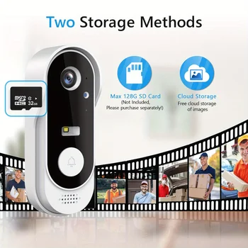 Tuya WiFi Video Doorbell - 2-Way Audio, Outdoor 1080P HD, SD+Cloud Storage, Motion Detection, Easy Setup & Live Alerts 1