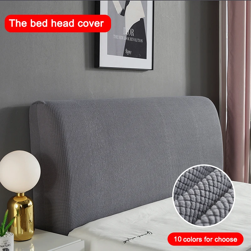 Thicken Elastic Bed Head Covers Solid Color Polar Fleece Back Protection Dust Home Hotel Banquet Long Back Chair Cover Plain bed headboard cover