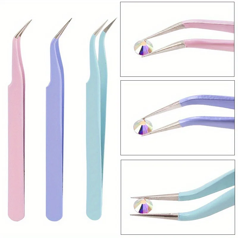 Nail Art Tools 2Pcs/Set Dual Heads Acrylic Metal Dotting Wax Pen Stainless Steel Tweezers