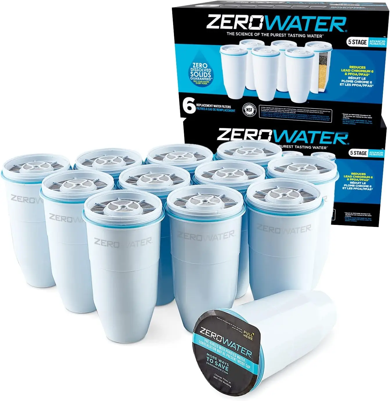 

ZeroWater Official Replacement Filter - 5-Stage 0 TDS Filter Replacement - System IAPMO Certified to Reduce Lead, Chromium