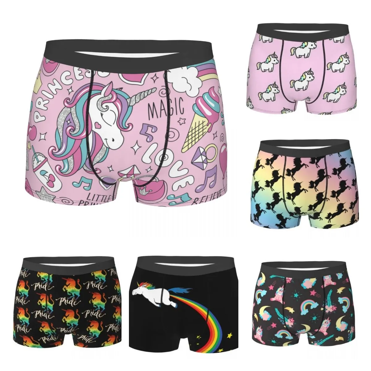 LoveUnicornPrincessMensUnderwearBoyUnderpantsCottonPantiesShortsBoxerBriefsMens