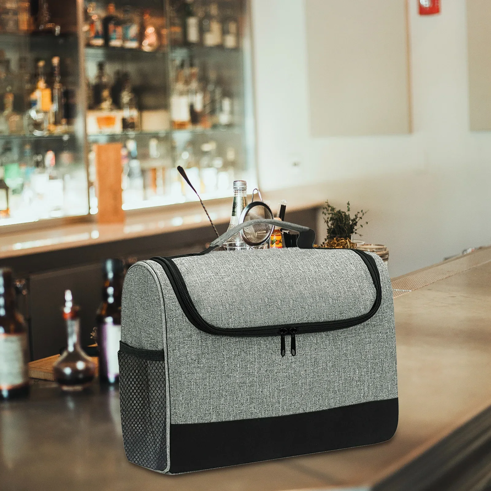 

Портативная дорожная переноска для бара, набор для коктейлей и шейкеров, дорожная сумка с ручкой