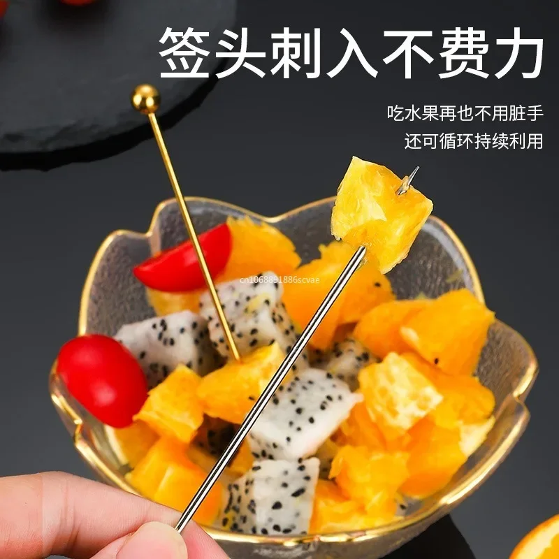 10 pezzi in acciaio inossidabile Cocktail picconi frutta stuzzicadenti stuzzicadenti stuzzicadenti per panini Barbeque snack Cocktail  15