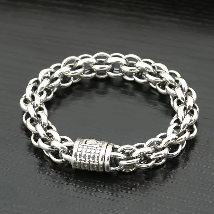 

Vintage Silver Color Bracelet Men's Opening Bracelet Banquet Rock Hip Hop Jewelry Accessories Gift