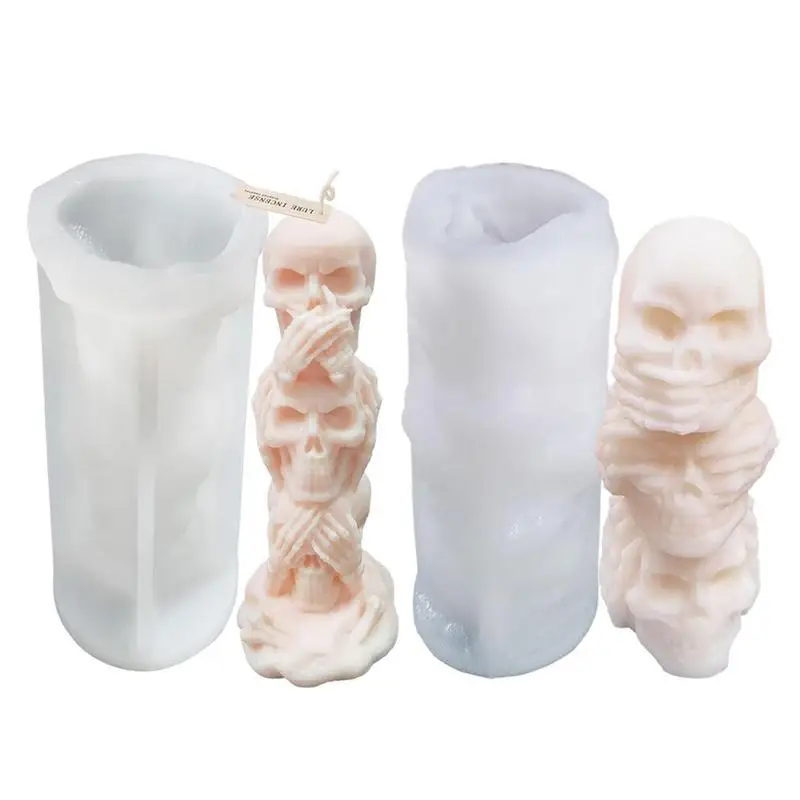 

Creative Skull Candle Mold DIY Silicon Mould Gothic Halloween Skulls Stacking Candles Mold Craft Casting Mould For Home Decor