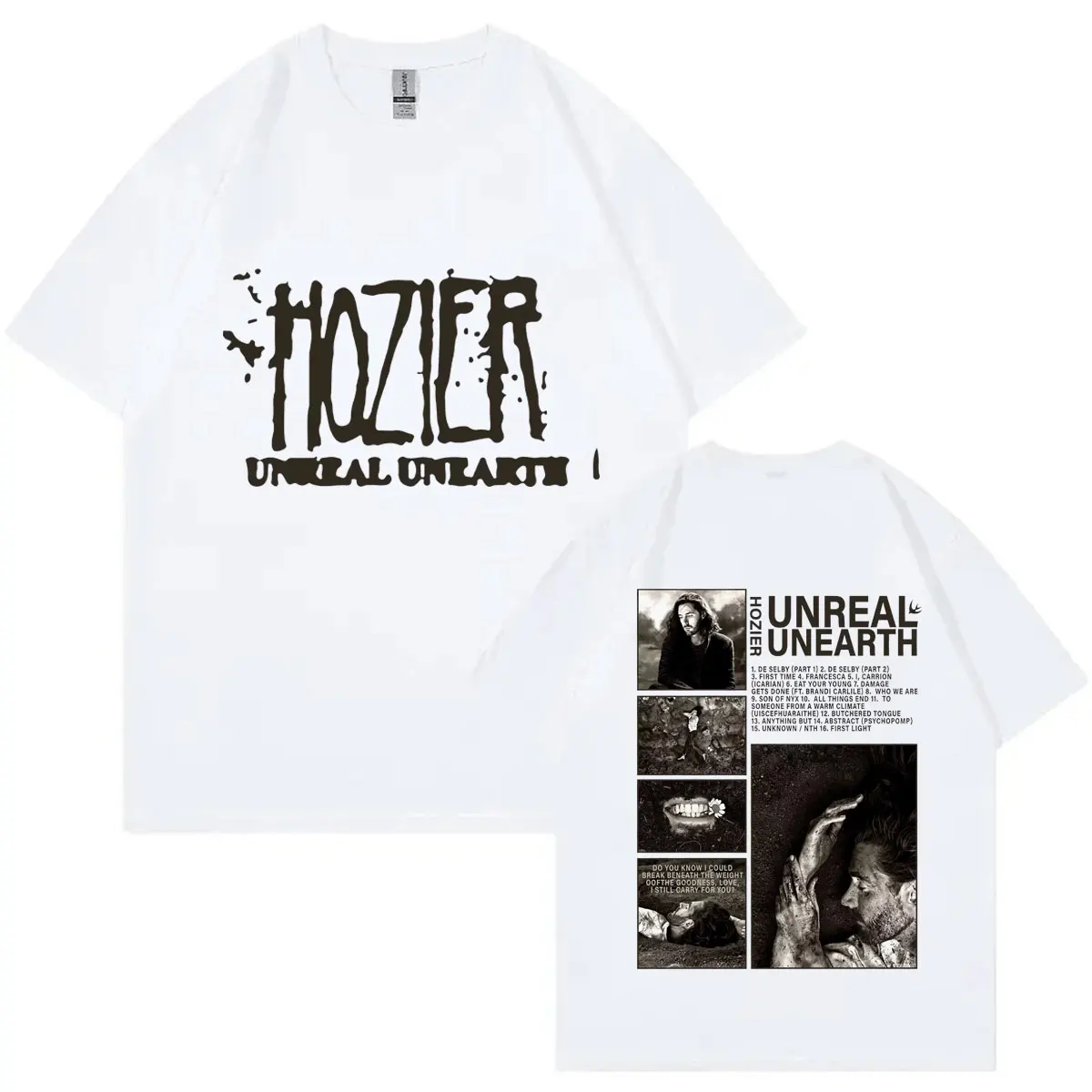 T-shirt Manches Courtes pour Homme et Femme, avec Imprimé Singer Hozier Unreal Unearth, Tendance Rock, Hip Hop, Vintage