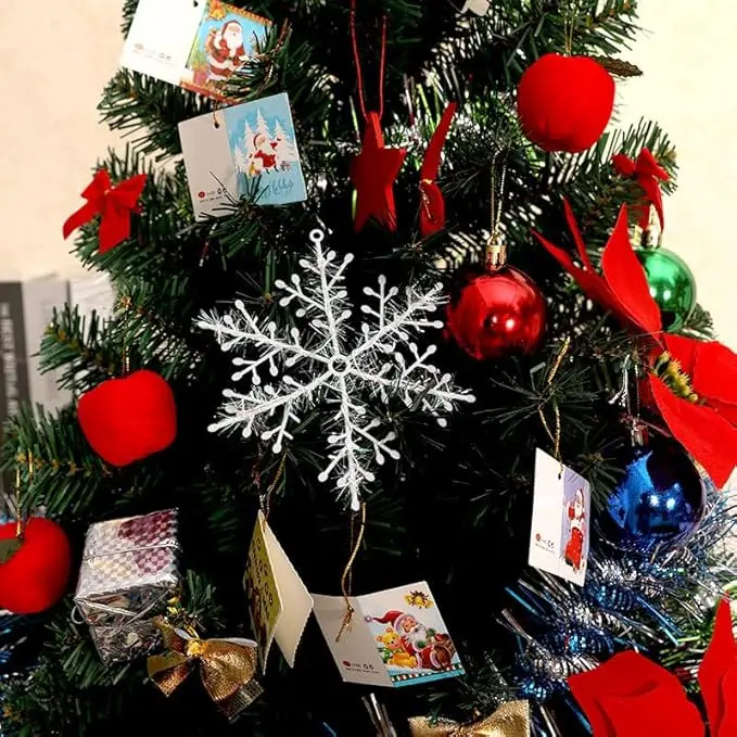 Description Picture 4 of item6Pcs Christmas White Snowflake Decoration Artificial Plastic Xmas Tree Pendant Ornament for Home Party DIY Navidad Wreath Decor