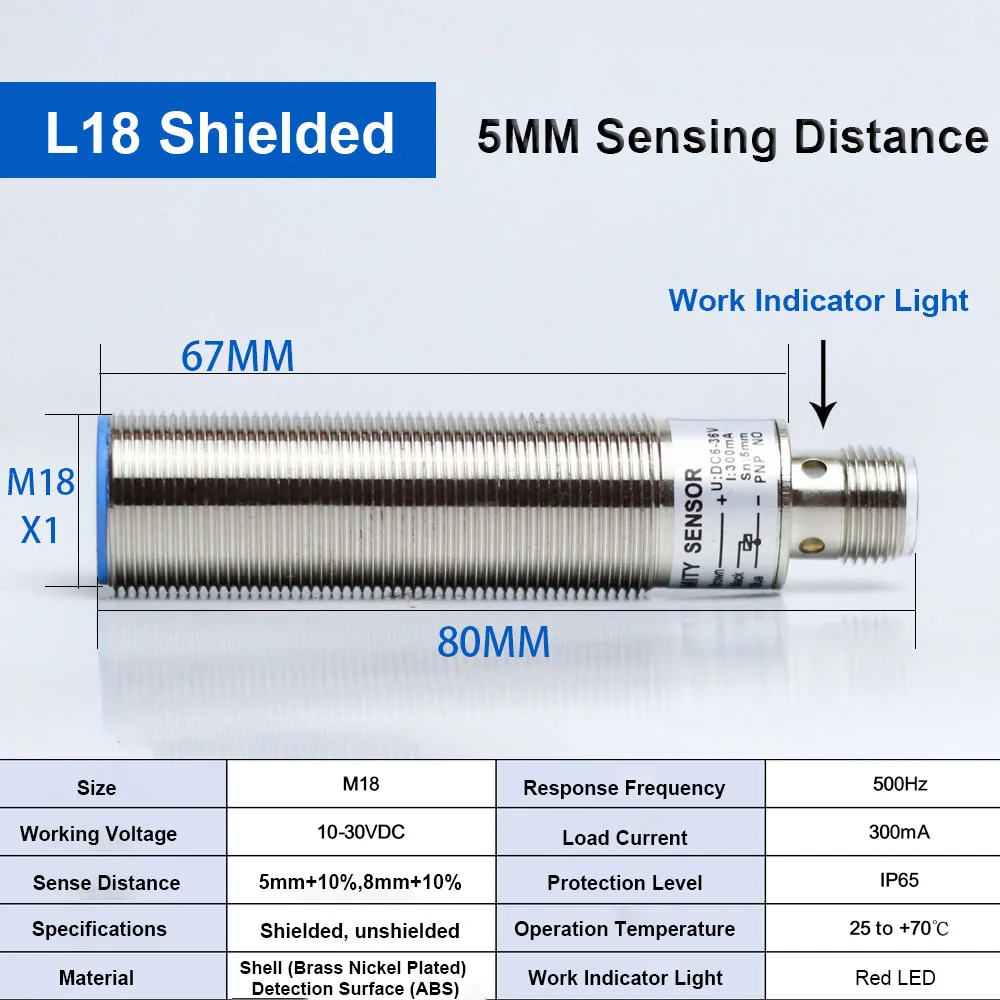 LEMAQS AUTOMACAO - SENSOR INDUTIVO M18 PNP LJ18A3-5-Z/BY IP65 M18 誘導近接センサー NPN PNP 5mm 8mm 4ピン コネクタ 円筒形 金属近接スイッチ LJ18A3 シリー