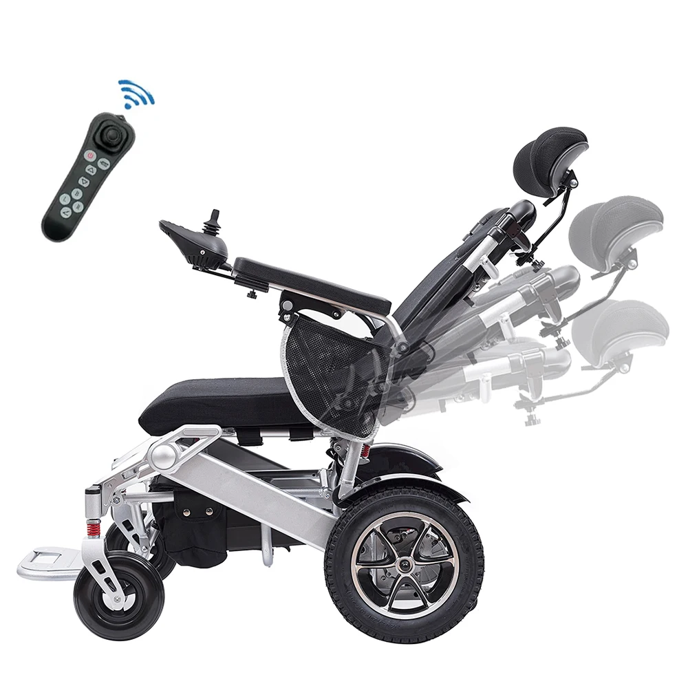 2024 New Folding Electric Wheelchair Luxury Automatic Reclining Backrest Power Wheelchair Off Road For Disabled