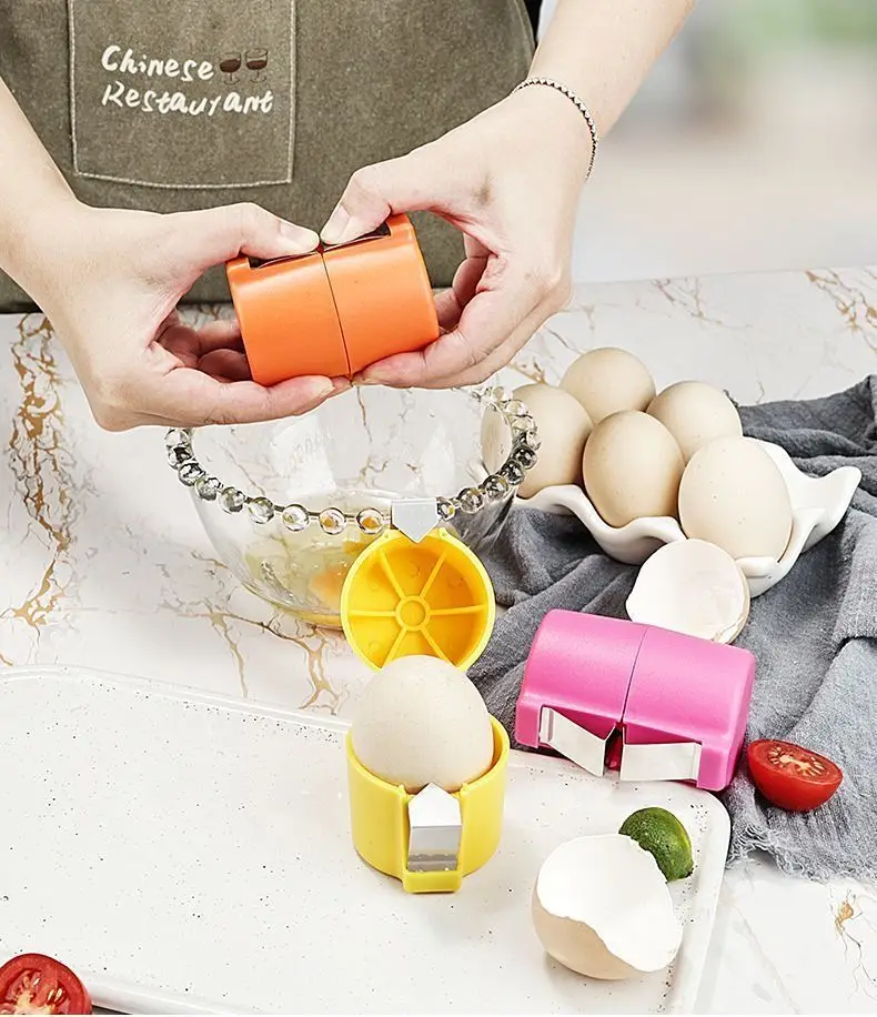 Eggshell Separator Egg Separator Egg Shell Opener Egg Beater 1Piece Eggshell Opener Beater Egg Shell Separator Portable Egg Cracking Artifact Separator Orange Household Kitchen Baking Tools