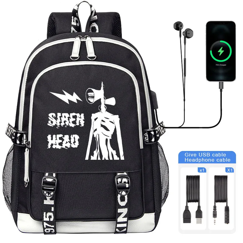 Siren head monster Children Backpack Hot Cartoon Boy Girl Student School Bags Teenager USB Charging Laptop Book Bag Mochila 5