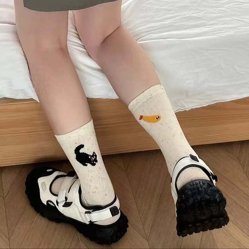 

Новинка 2023, женские носки, индивидуальные стильные хлопковые носки средней длины с милым котом
