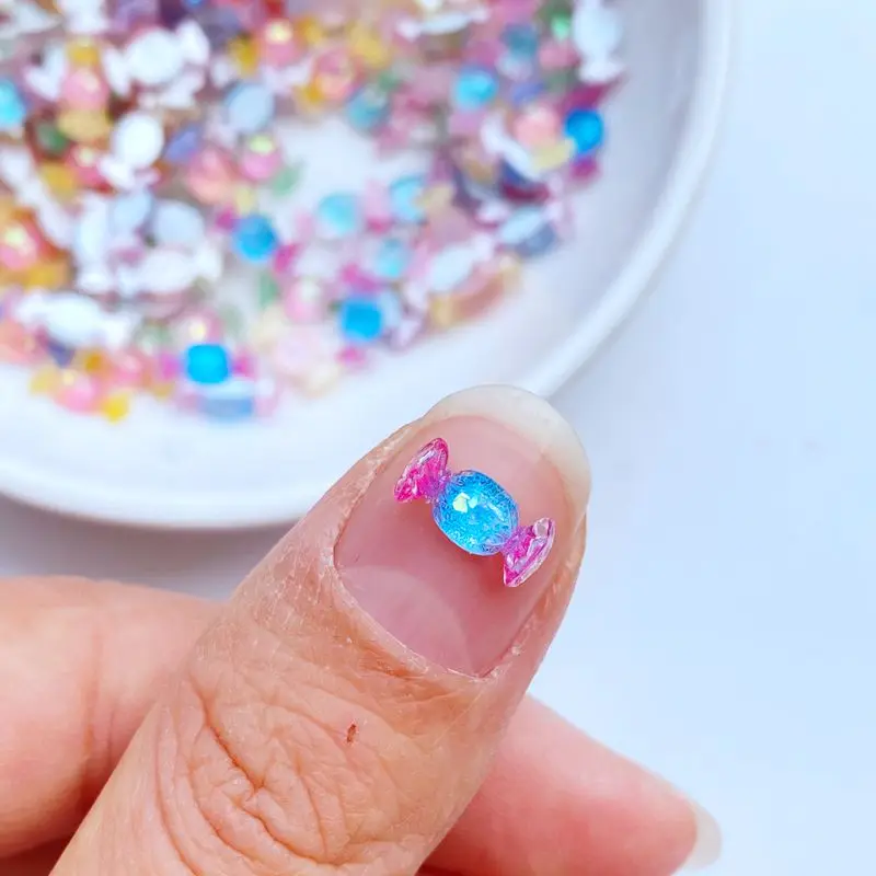 50pcs 3D 수지 네일 귀여운 미니 컬러 캔디 네일 부품 액세서리 Kawaii DIY 네일 아트 장식