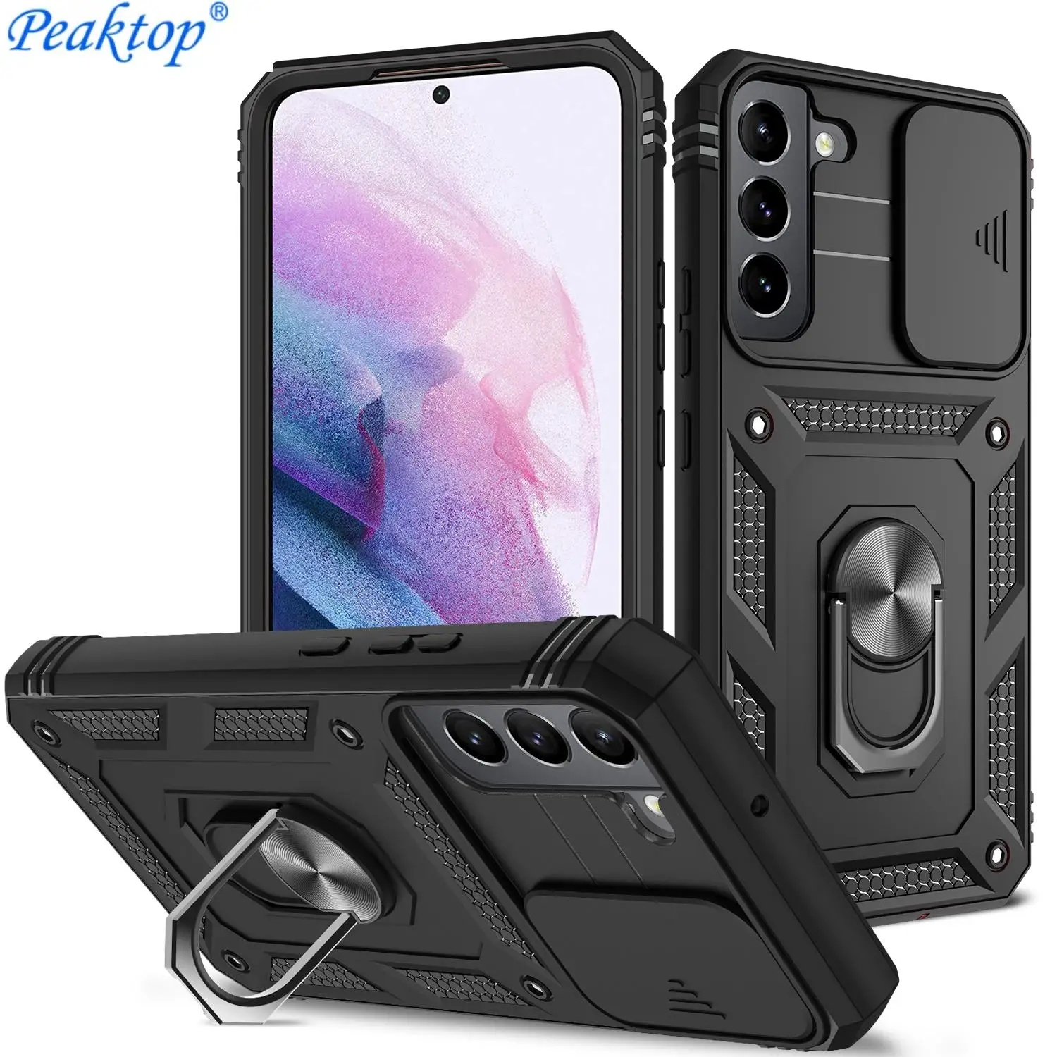 Slide Camera Protect Phone Case Per Samsung Galaxy A12 A13 A32 A52 A51 S21 S20Fe Galaxys22 Armor Magnet Ring Stand Case
